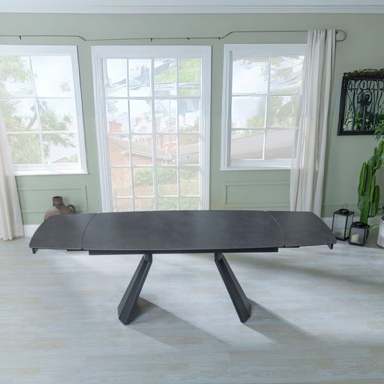 Kinston 6-10 Seater Black Ceramic Extending Dining Table - 160cm-240cm