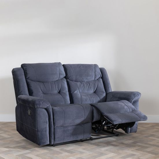 Dudley Silvano Blue Fabric 2 Seater Recliner Sofa