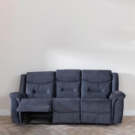Dudley Silvano Blue Fabric Recliner Sofa Set