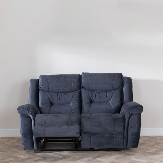Dudley Silvano Blue Fabric Recliner Sofa Set