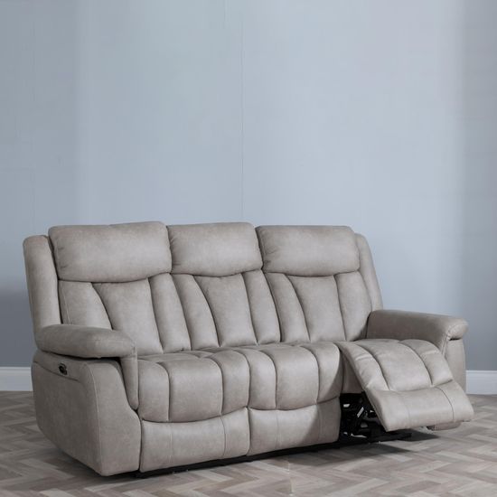 Dylan Sandstone Fabric 3 Seater Electric Recliner Sofa