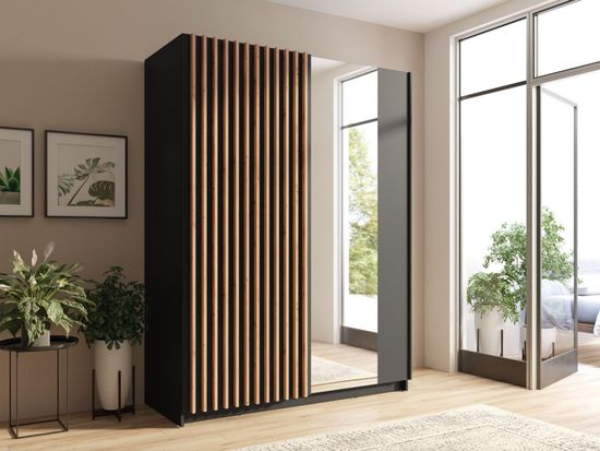 Dalia Black Oak 2 Door Sliding Wardrobe