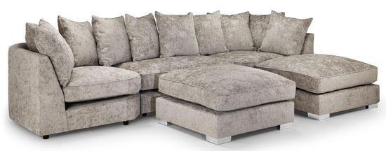 Bishop Scatterback Truffle Velvet Fabric U Shape Corner Sofa Suite