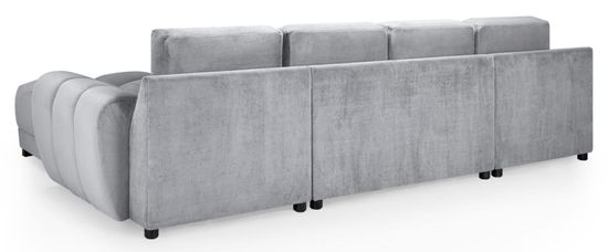 Azzuro Grey Velvet Fabric U Shape Corner Sofa Suite