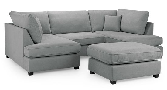Carnaby Classic Grey Fabric U Shape Corner Sofa Suite
