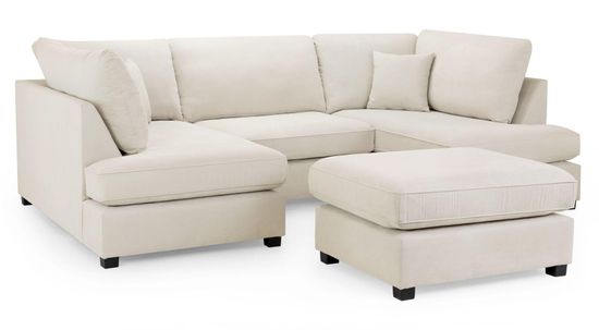 Carnaby Classic Beige Fabric U Shape Corner Sofa Suite