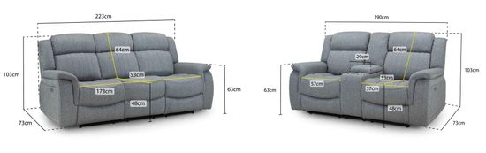 Linden Grey Fabric 3+2 Seater Recliner Sofa