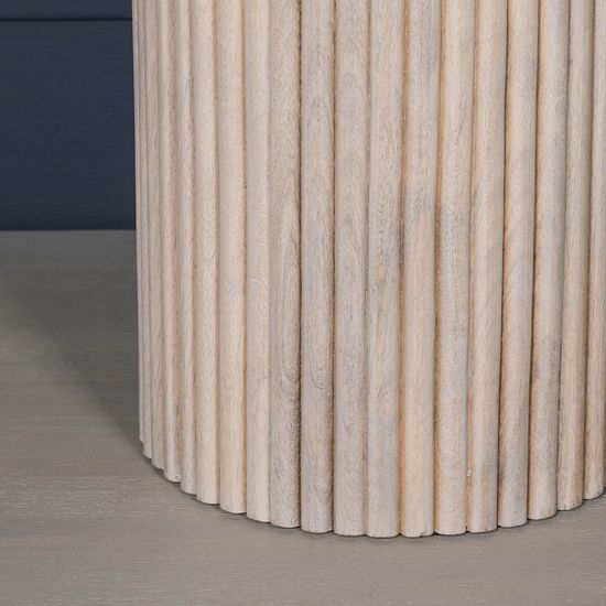 Ribbed Mango Wood Round Occasional Side Table