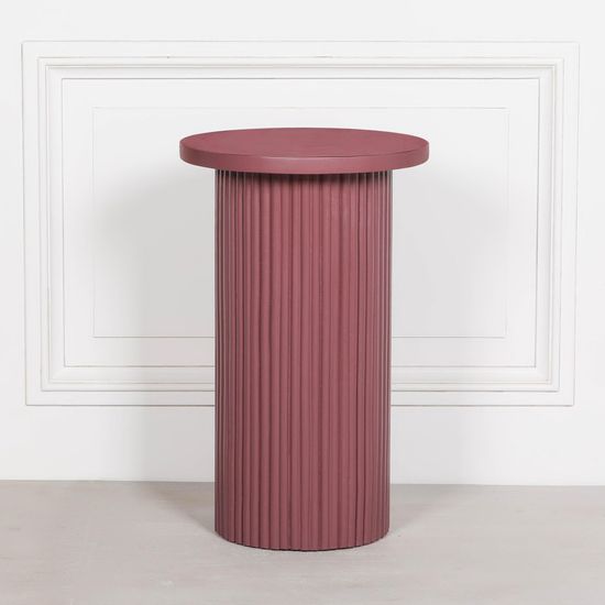Ribbed Damson Mango Wood Round Occasional Side Table