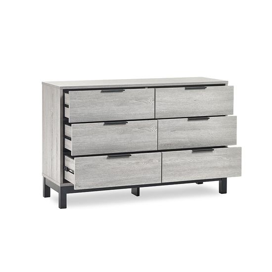 Bali Grey Oak 6 Drawer Wide Chest
