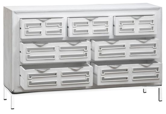 Clearance - Geo White Mirrored Chest - 3+4 Drawer - Brand New Item