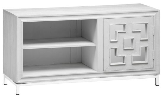 Clearance - Geo White Mirrored TV Unit - 1 Door - Brand New Item