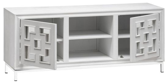 Clearance - Geo White Mirrored TV Unit - 2 Door - Brand New Item