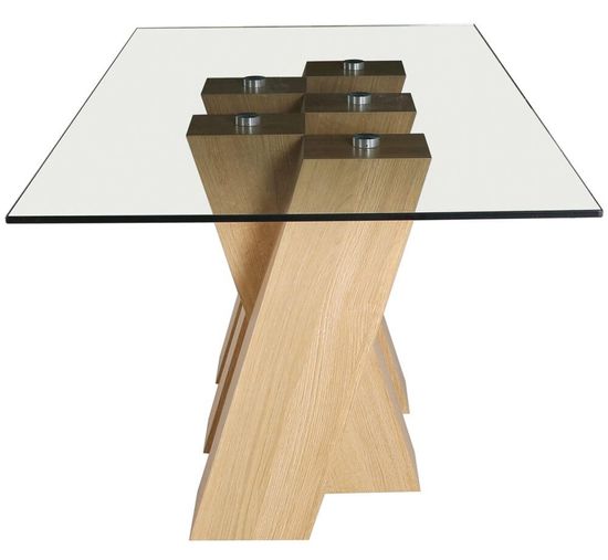 Newton 6 Seater Glass and Oak Effect Dining Table