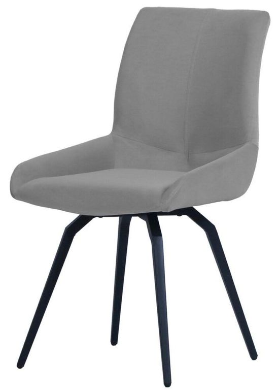 Newton 6 Seater Smoked Glass and Natural Dining Set - 6 Malcom Grey Fabric Swivel Chair