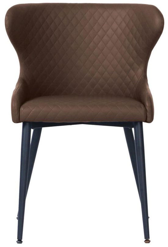 Newton 6 Seater Smoked Glass and Natural Dining Set - 6 Langley Brown Faux Leather Chair