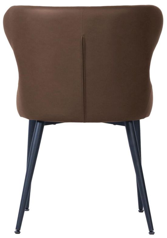 Newton 6 Seater Smoked Glass and Natural Dining Set - 6 Langley Brown Faux Leather Chair