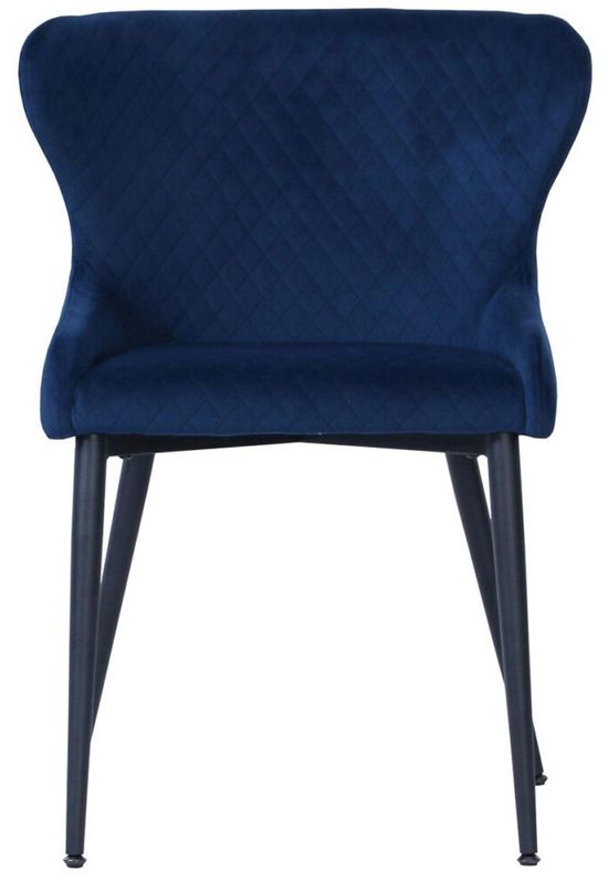 Newton 6 Seater Smoked Glass and Natural Dining Set - 6 Langley Blue Fabric Chair