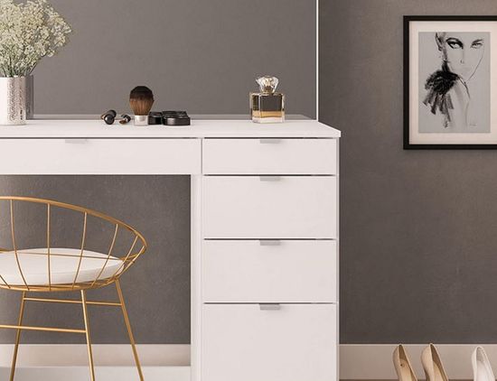 Ava White 5 Drawer Single Dressing Table