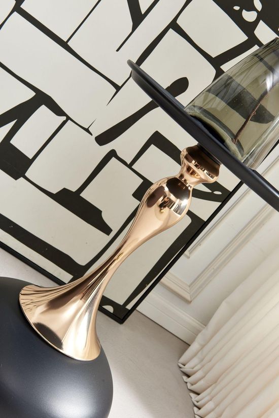 Dumbbells Black and Gold Round Wine Table