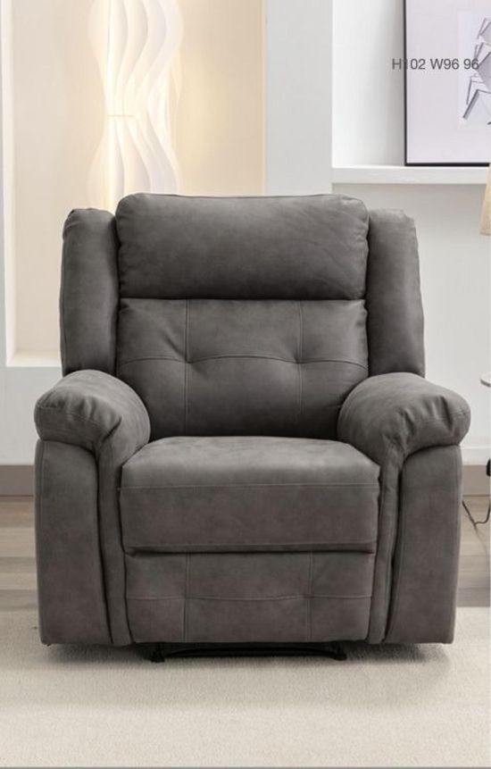 Berkeley Dark Grey Leather Look Fabric Recliner Armchair