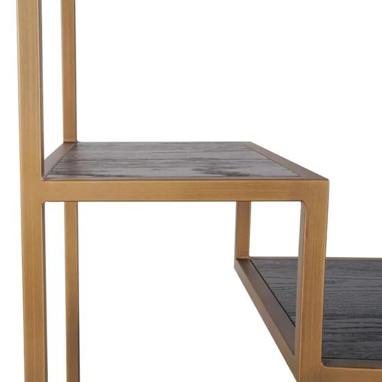 Claremont Dark Wood Storage Geometric Shelving Unit with Travertine Top