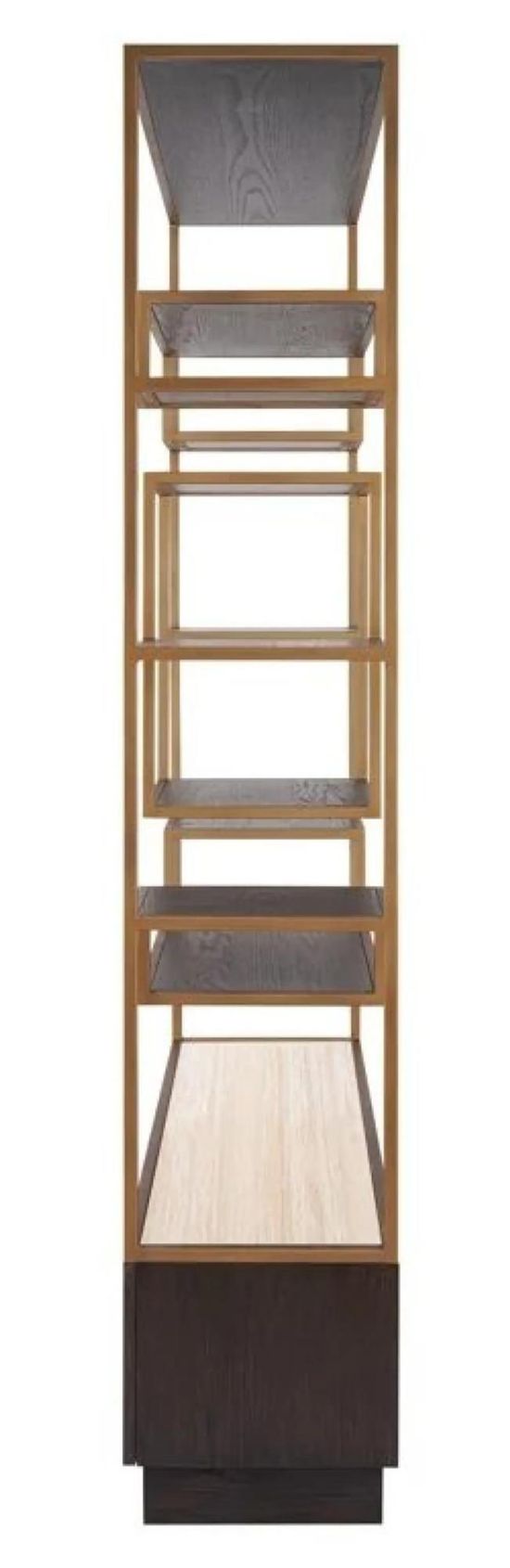 Claremont Dark Wood Storage Geometric Shelving Unit with Travertine Top