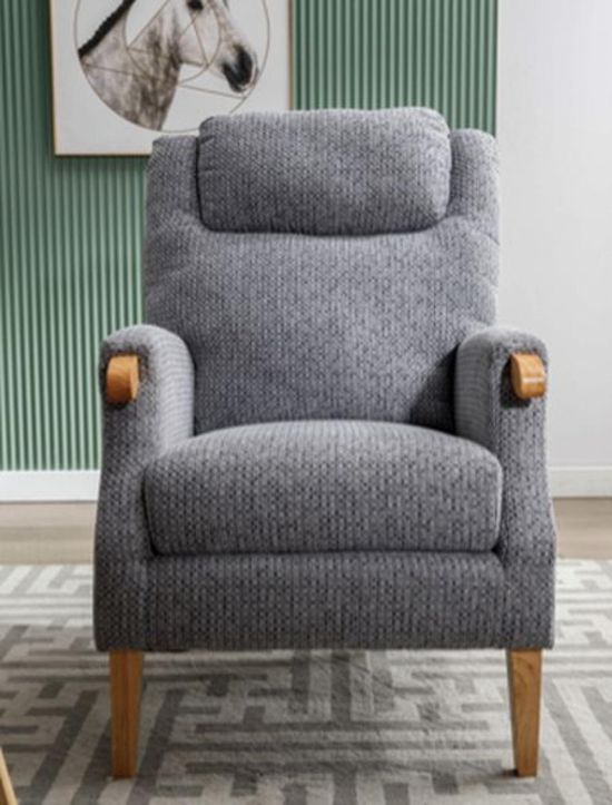 Lisbon Steel Blue Fabric Fireside Armchair