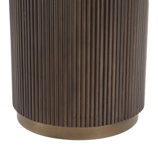 Mayfield White Marble Top 4 Seater Round Dining Table - Dark Wood Fluted Pedestal Base