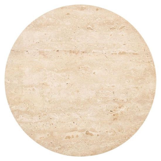 Kibo Beige Travertine Marble Round End Table