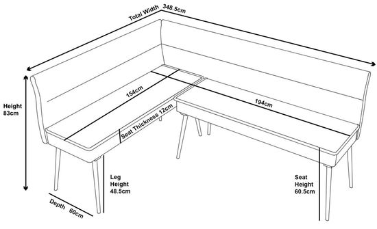 Monza Grey Fabric Corner Dining Bench - LHF