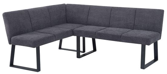 Bronx Dark Grey Fabric Corner Dining Bench - LHF