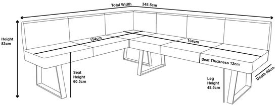 Bronx Dark Grey Fabric Corner Dining Bench - LHF