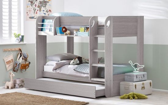 Mars Grey Oak with White Fabric Bunk Bed