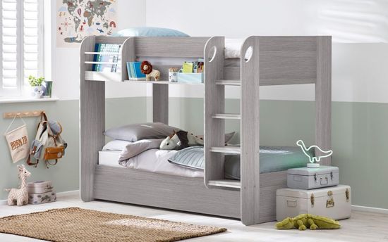 Mars Grey Oak with White Fabric Bunk Bed