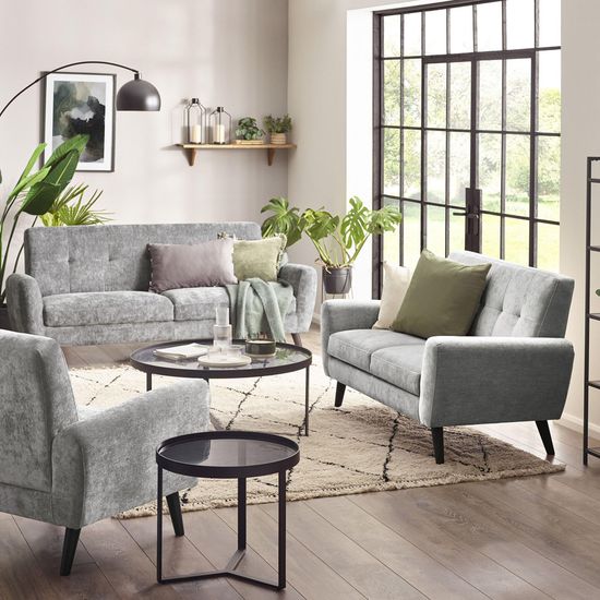 Monza Grey Mobus Fabric 2 Seater Sofa