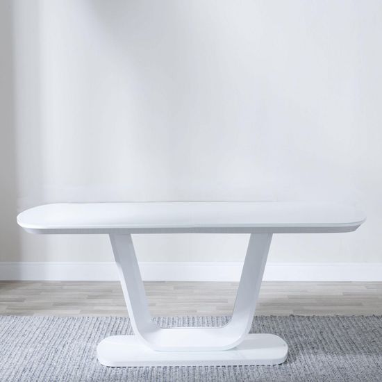 Athos White Glass Dining Set - Jamison Grey Faux Leather Dining Chair