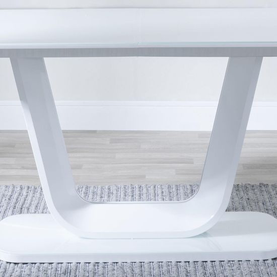 Athos White Glass Dining Set - Jamison Grey Faux Leather Dining Chair