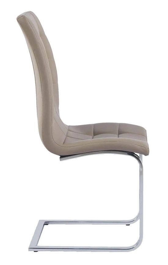 Athos White Glass Dining Set - Jamison Beige Faux Leather Dining Chair