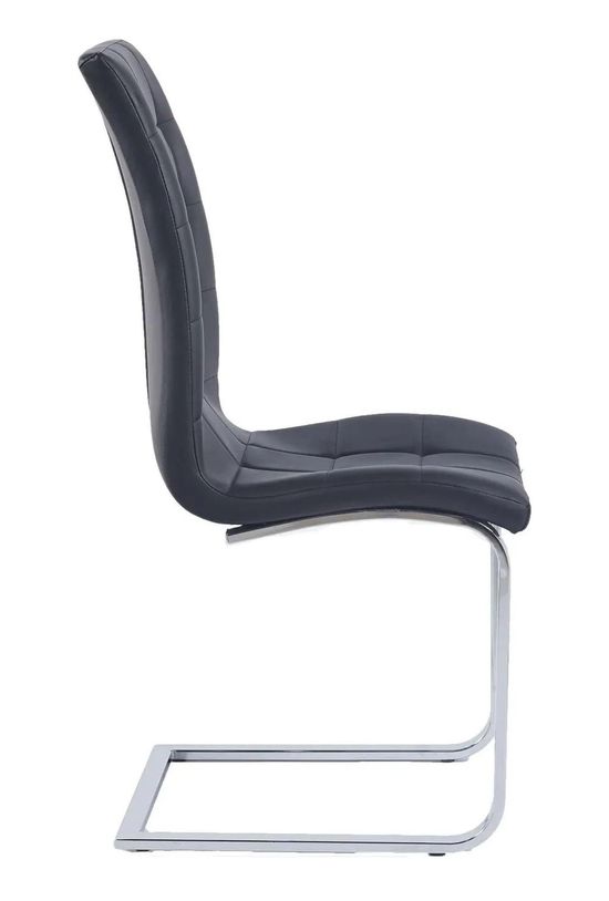 Athos White Glass Dining Set - Jamison Black Faux Leather Dining Chair