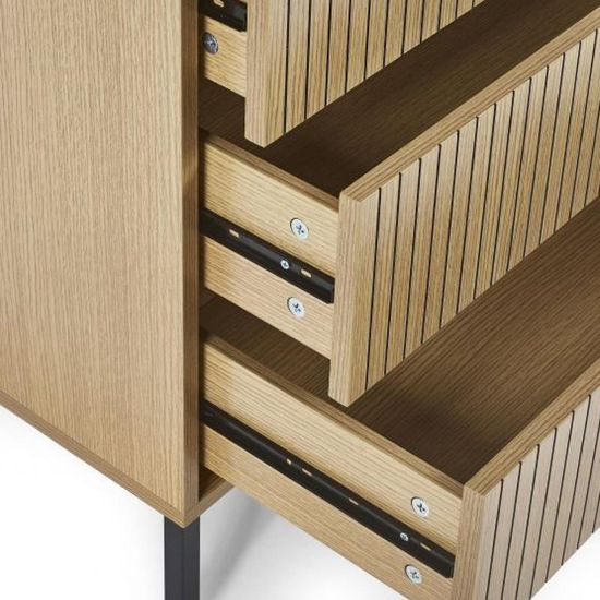 Sia Ribbed Oak 5 Drawer Chest