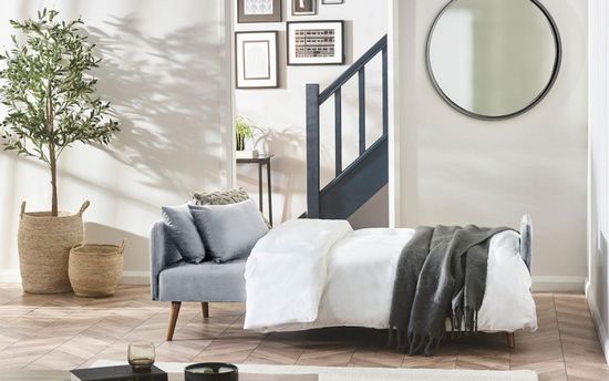 Andi Grey Fabric 2 Seater Click Clack Sofa Bed