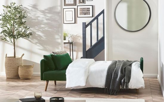 Andi Green Fabric 2 Seater Click Clack Sofa Bed