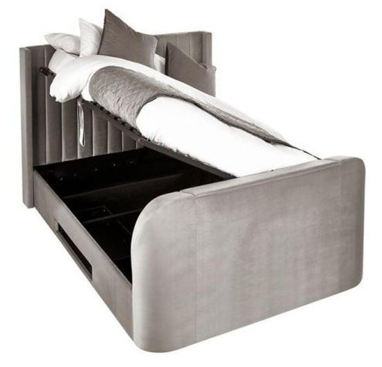 Clara Light Grey Fabric Liftup Ottoman Tv Bed