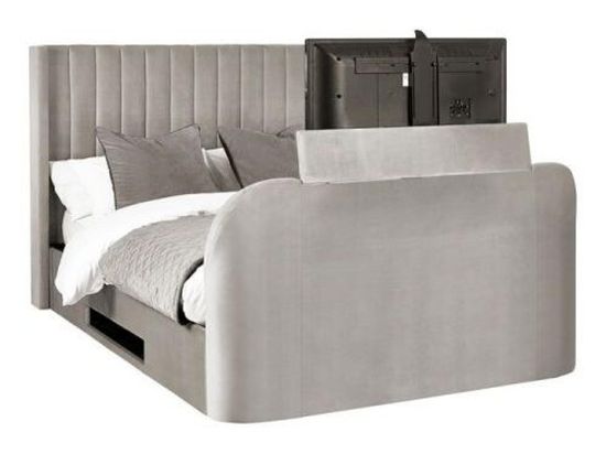 Clara Light Grey Fabric Liftup Ottoman Tv Bed
