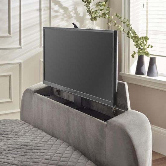 Clara Light Grey Fabric Liftup Ottoman Tv Bed