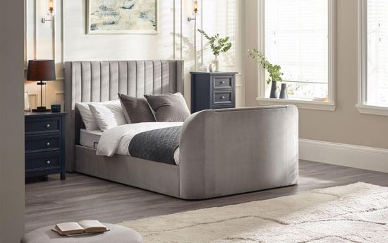 Clara Light Grey Fabric Liftup Ottoman Tv Bed
