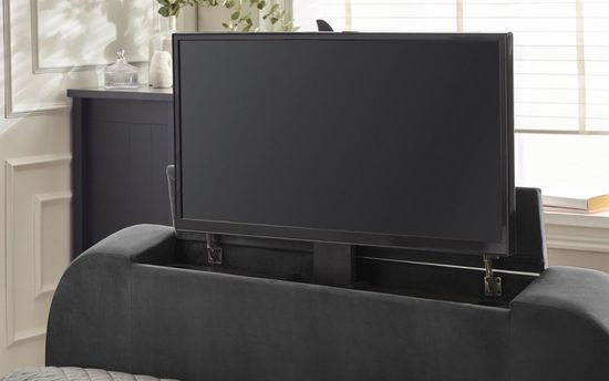 Clara Dark Grey Fabric Liftup Ottoman Tv Bed