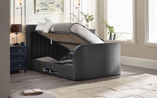Clara Dark Grey Fabric Liftup Ottoman Tv Bed
