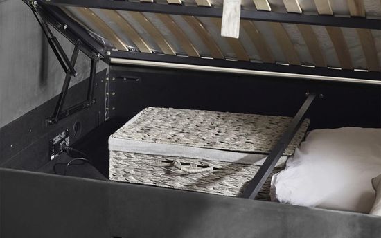 Clara Dark Grey Fabric Liftup Ottoman Tv Bed